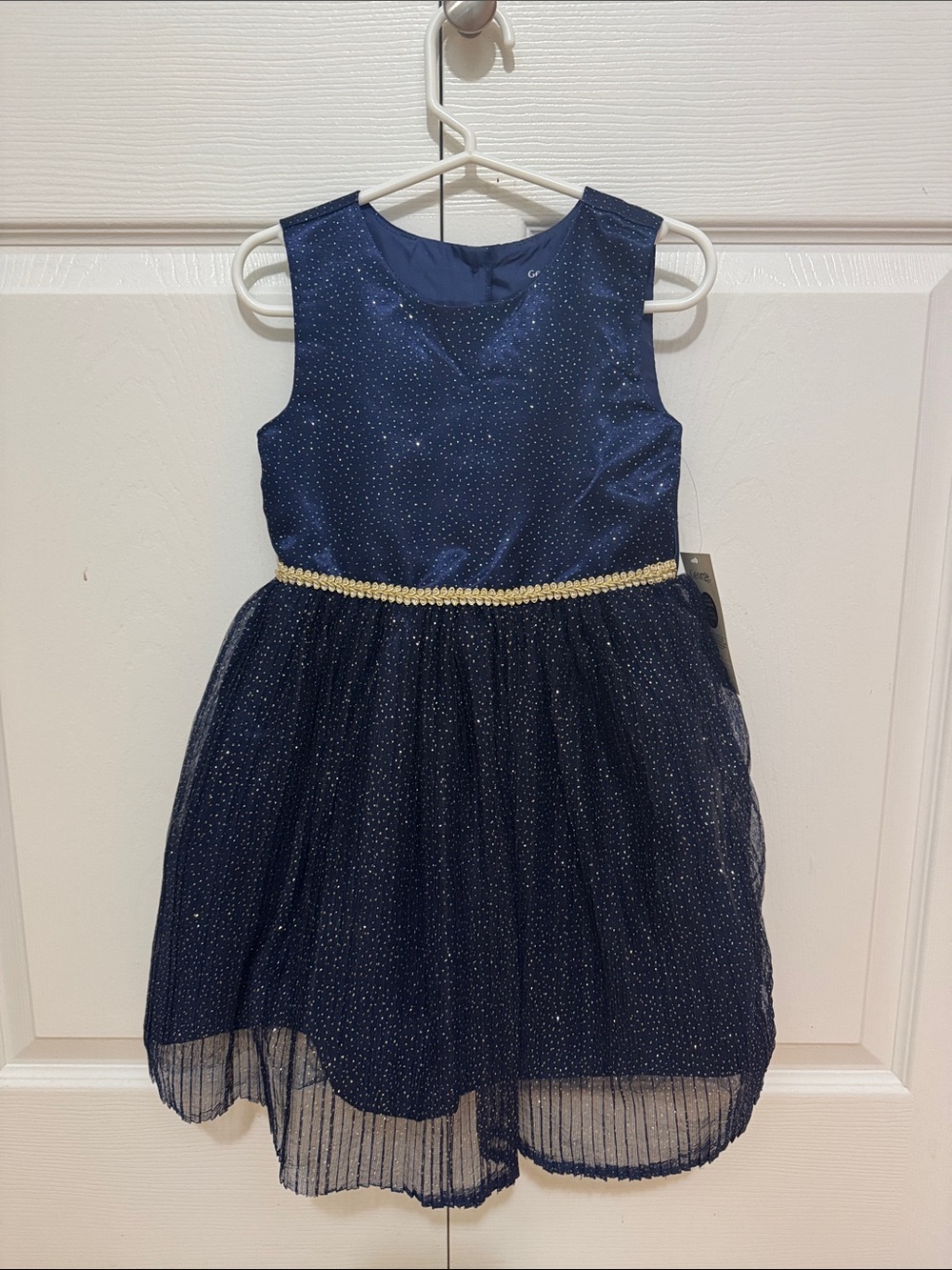 Navy Gold Sparkle Tulle Party Dress